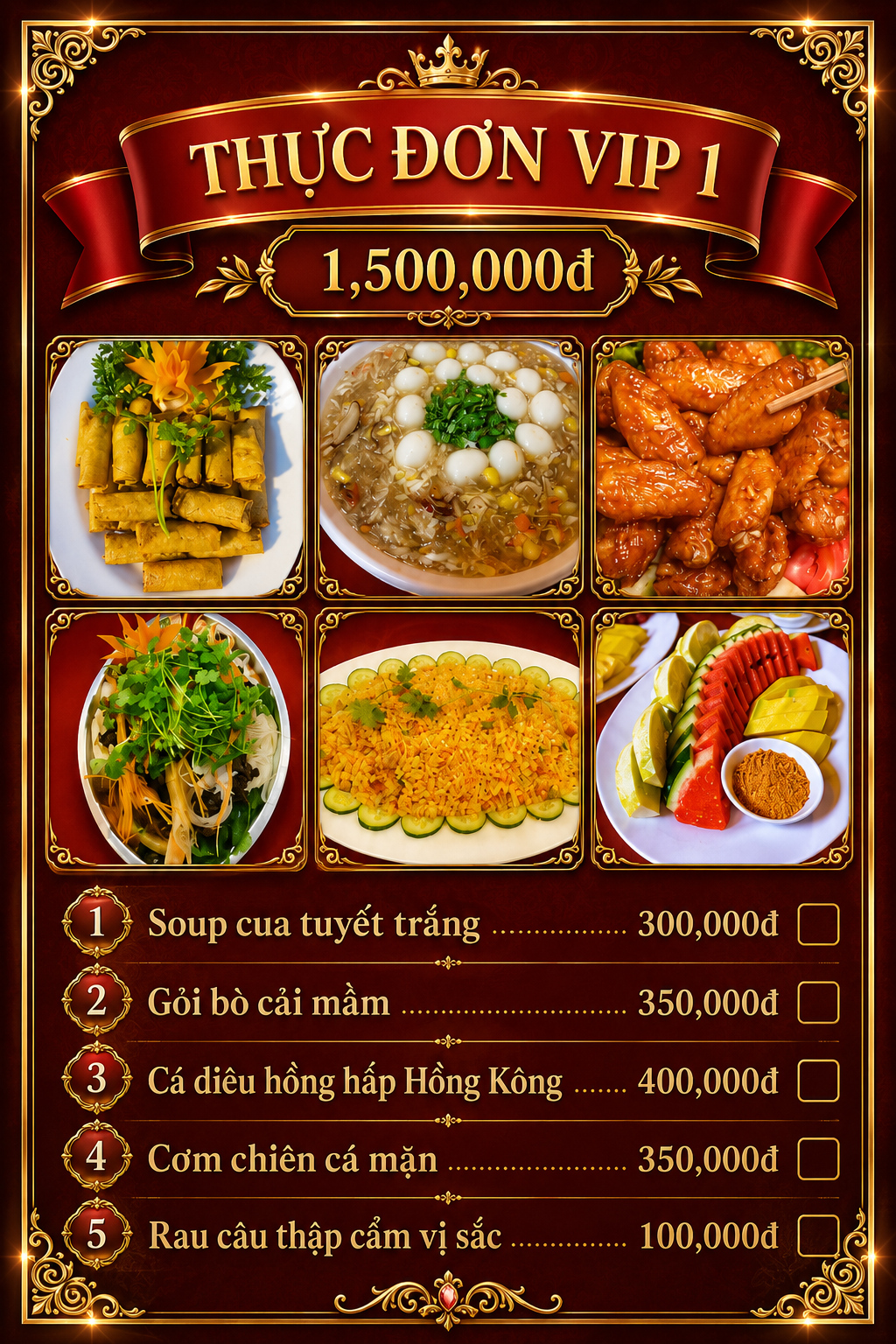 Thực đơn VIP 1